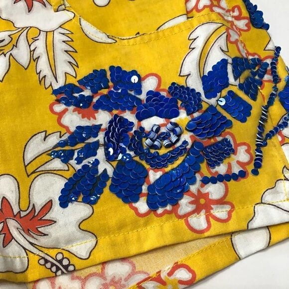 REVOLVE P.A.R.O.S.H. Farfetch Floral Blue Sequin Shorts 31 - Picture 9 of 11